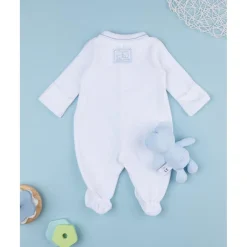 Prenatal Mameluco de bebé blanco con osito de regalo