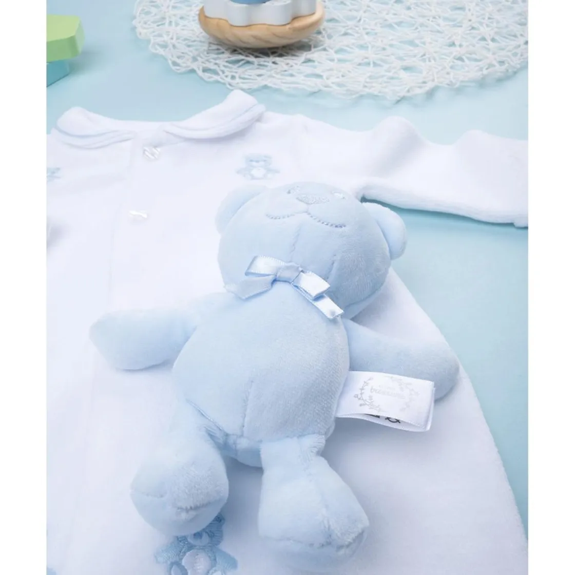 Prenatal Mameluco de bebé blanco con osito de regalo