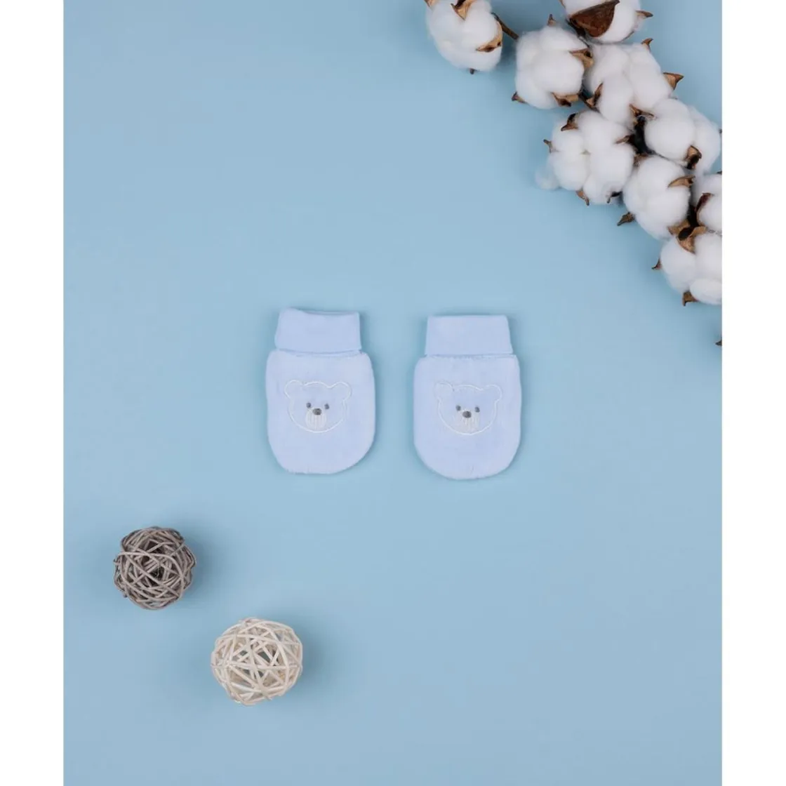 Prenatal Manoplas de terciopelo azul para bebé