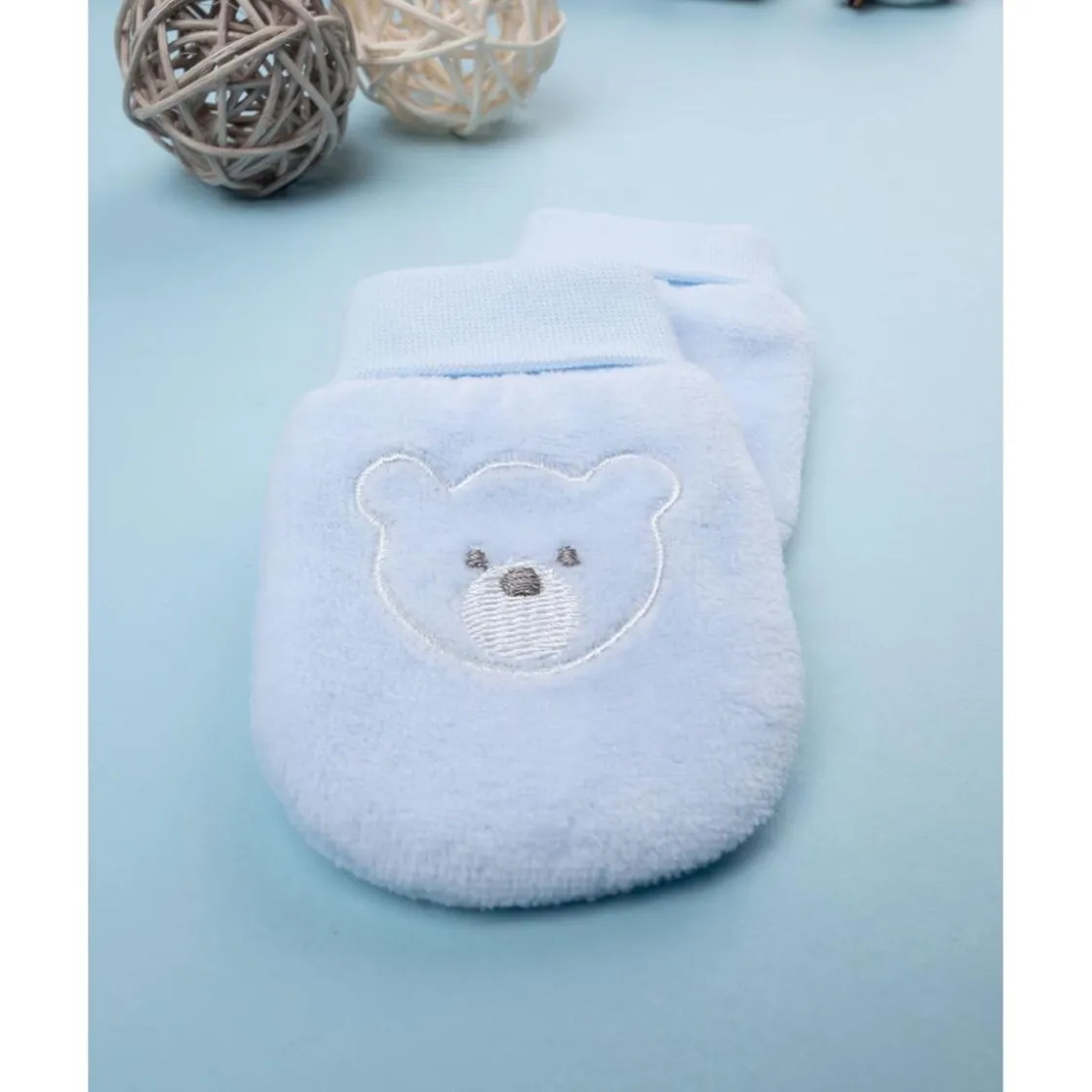 Prenatal Manoplas de terciopelo azul para bebé