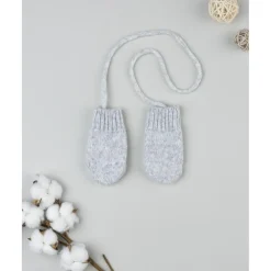 Prenatal Manoplas tricot grises con hilo metalizado para niña