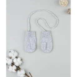Prenatal Manoplas tricot grises con hilo metalizado para niña