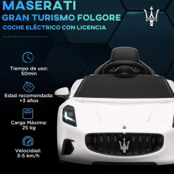 AIYAPLAY Maserati Gran Turismo Folgore eléctrico Blanco