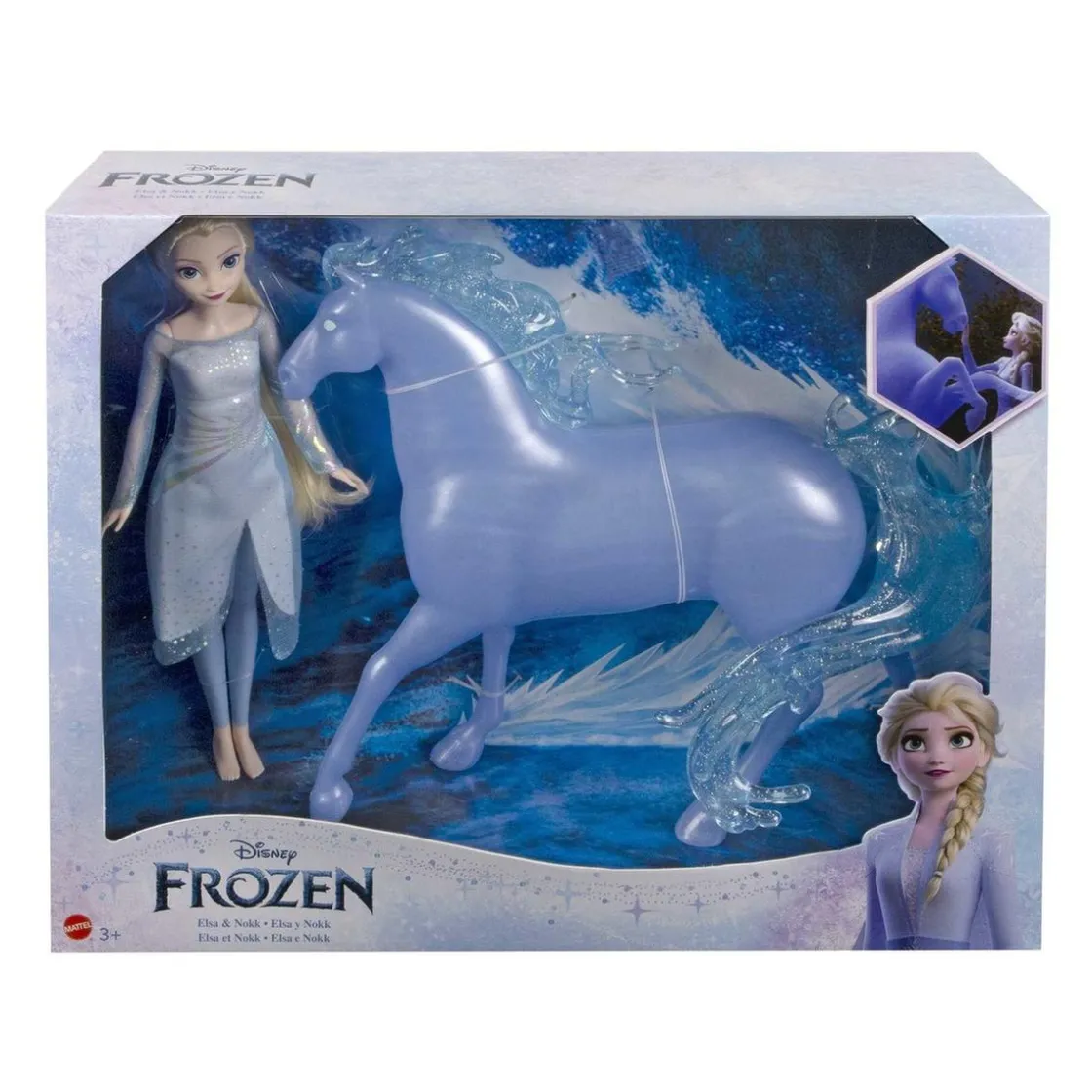 MATTEL - Frozen - Muñeca rubia con vestido y caballo Nokk de Frozen 2 ㅤ* Muñecas