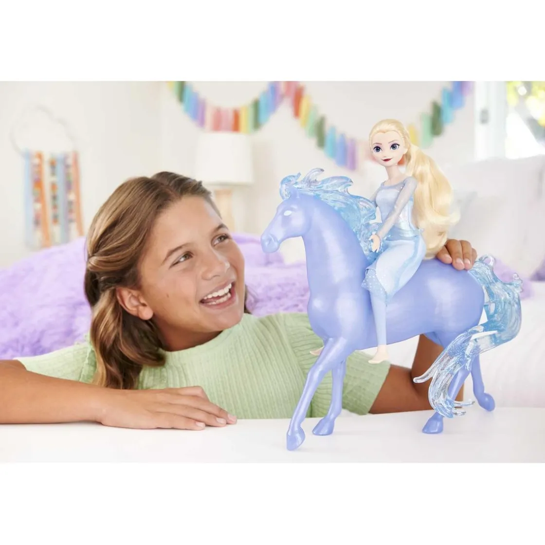 MATTEL - Frozen - Muñeca rubia con vestido y caballo Nokk de Frozen 2 ㅤ* Muñecas