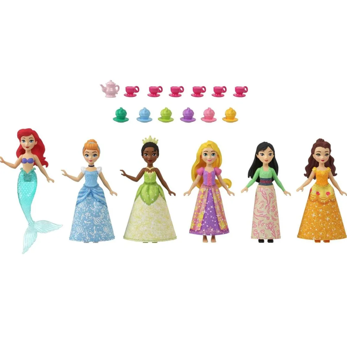 MATTEL - Pack 6 muñecas pequeñas Fiesta del té con accesorios ㅤ* Muñecas