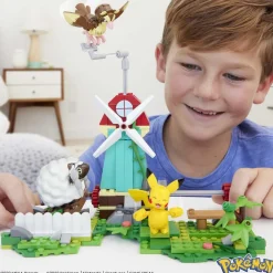 MATTEL - Pokemon - Construcción Pokémon con movimiento: Pikachu, Wooloo y Pidgey, 240 bloques ㅤ* Juguetes De Construcción