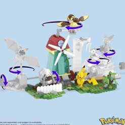 MATTEL - Pokemon - Construcción Pokémon con movimiento: Pikachu, Wooloo y Pidgey, 240 bloques ㅤ* Juguetes De Construcción