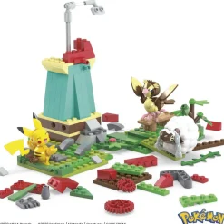 MATTEL - Pokemon - Construcción Pokémon con movimiento: Pikachu, Wooloo y Pidgey, 240 bloques ㅤ* Juguetes De Construcción