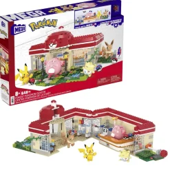 MATTEL - Pokemon - Kit de construcción Pokémon centro en el bosque con bloques y personajes ㅤ* Juguetes De Construcción