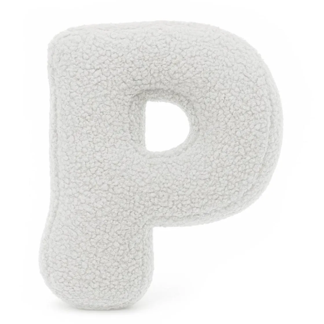 MEOWBABY - Almohada Infantil con Forma de Letra “P” Color Blanco Roto “Bearly P”
