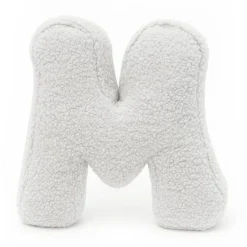 MEOWBABY - Almohada Infantil con Forma de Letra “M” Color Blanco Roto “Bearly M”