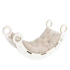 MEOWBABY - Mecedora Infantil Blanca con Cojín Beige “Medium Dream Rocker White Wood”* Entretenimiento·Hamacas Y Columpios