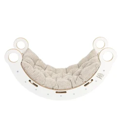 MEOWBABY - Mecedora Infantil Blanca con Escalera y Cojín Beige “Medium Dream Rocker White Wood”