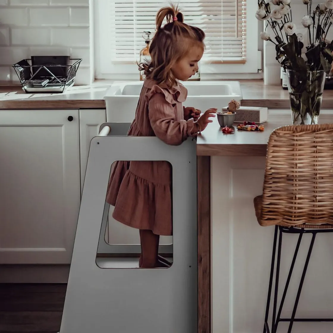 MEOWBABY - Torre de aprendizaje de Madera con pizarra