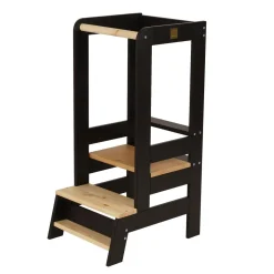 MEOWBABY - Torre de aprendizaje de Madera negra con Elementos Naturales