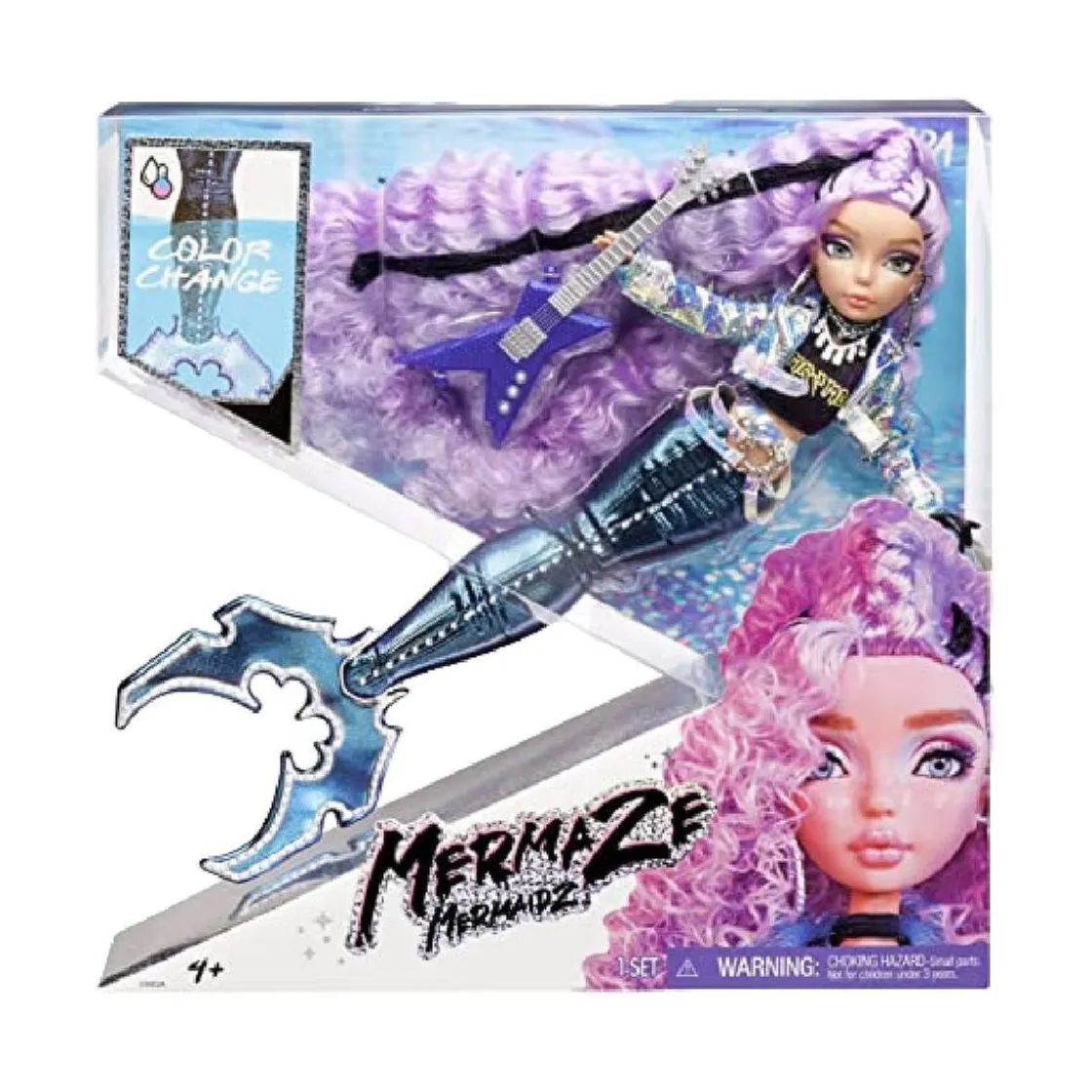 MGA LITTLE TIKES Mermaze Mermaidz - Riviera - Muñeca sirena, sirena guitarrista que cambia de color