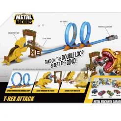 ZURU Metal Machines - Circuito con doble loop y T-Rex