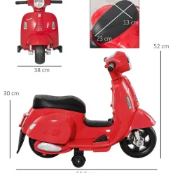 PL OCIOTRENDS Mini Vespa roja 6V* Vehículos De Batería O A Pedales