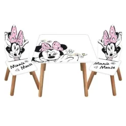 MICKEY Minnie Mouse - Conjunto de mesa y sillas infantiles en madera, diseño Minnie Mouse ㅤ