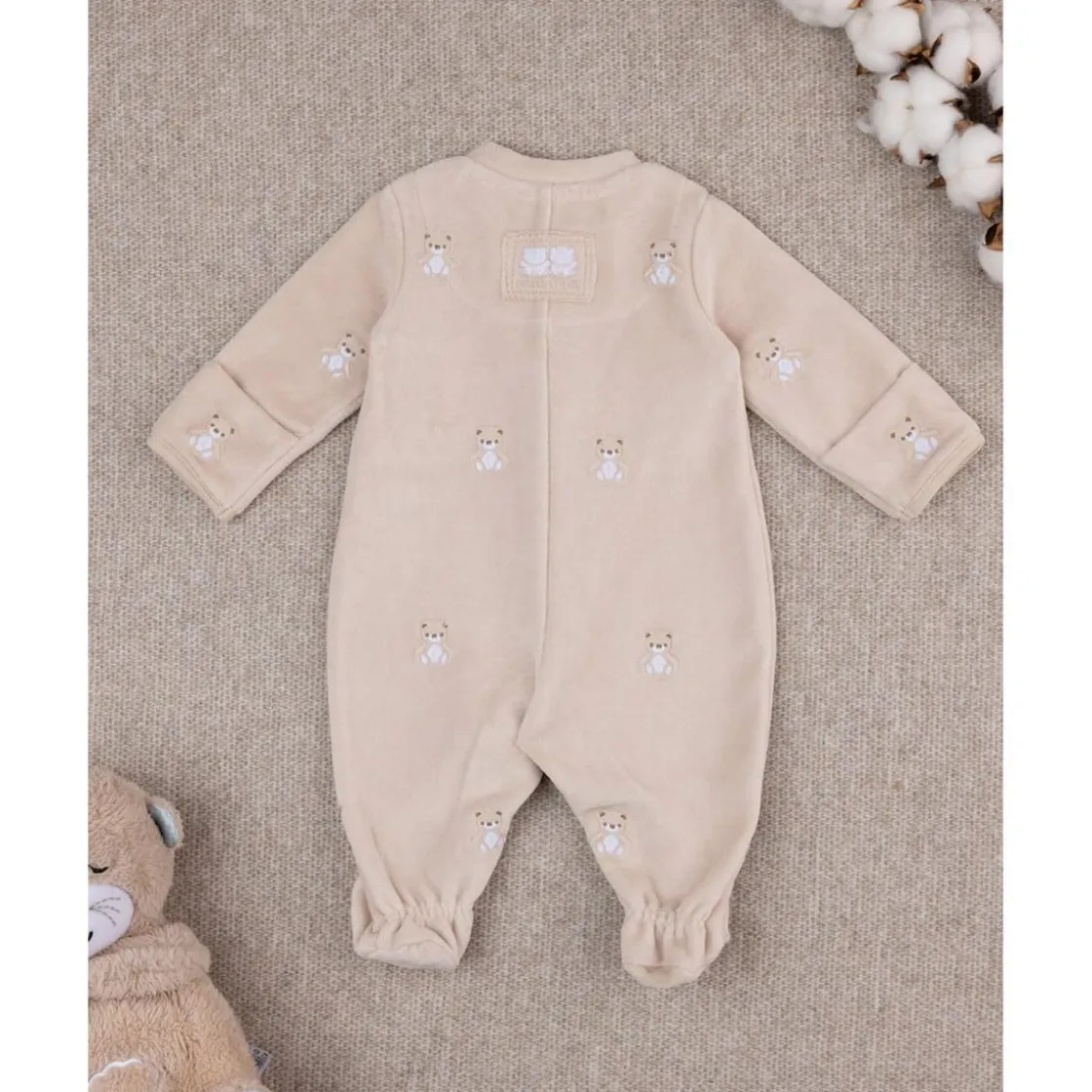 Prenatal Mono de bebé beige con osito de regalo