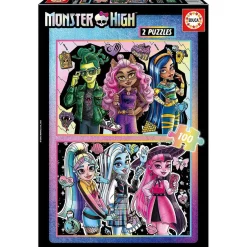 EDUCA BORRAS Monster High - Set de 2 puzzles infantiles de 100 piezas con imágenes de Monster High