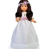 NANCY - Muñeca de colección primera comunión con vestido blanco y corona de flores* Muñecas