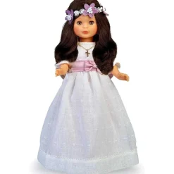 NANCY - Muñeca de colección primera comunión con vestido blanco y corona de flores* Muñecas