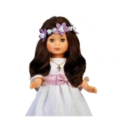 NANCY - Muñeca de colección primera comunión con vestido blanco y corona de flores* Muñecas