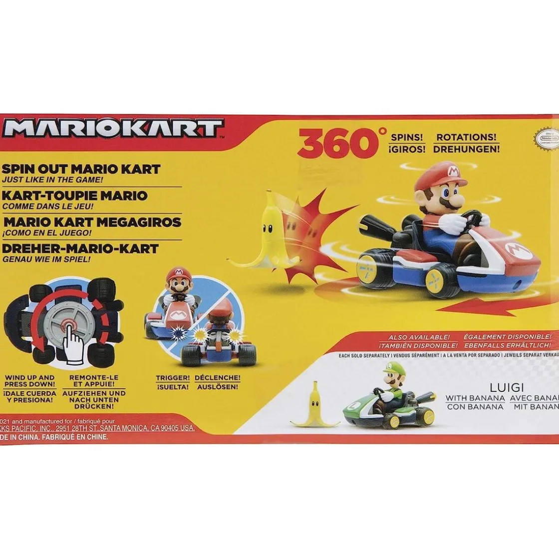 NINTENDO - Super Mario - Vehículo acrobático de Super Mario Kart con plátano y giros 360º ㅤ