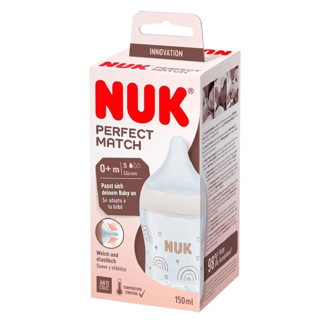 NUK - Biberón Perfect Match 150 ml Arcoíris* Biberones Y Chupetes·Biberones