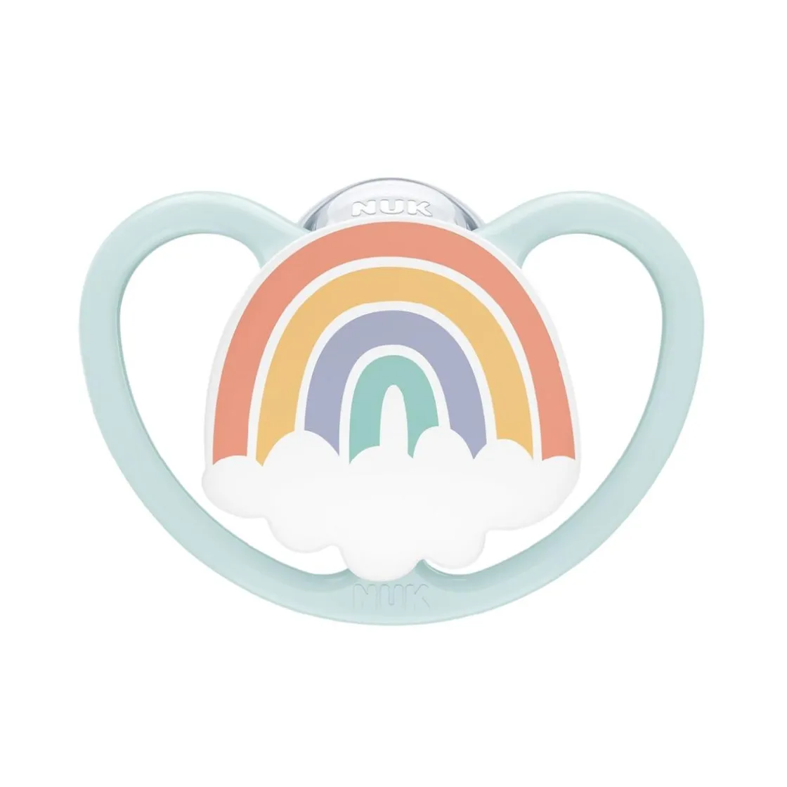 NUK - Pack 2 chupetes Space silicona 0-6 meses Zorro/Arcoíris