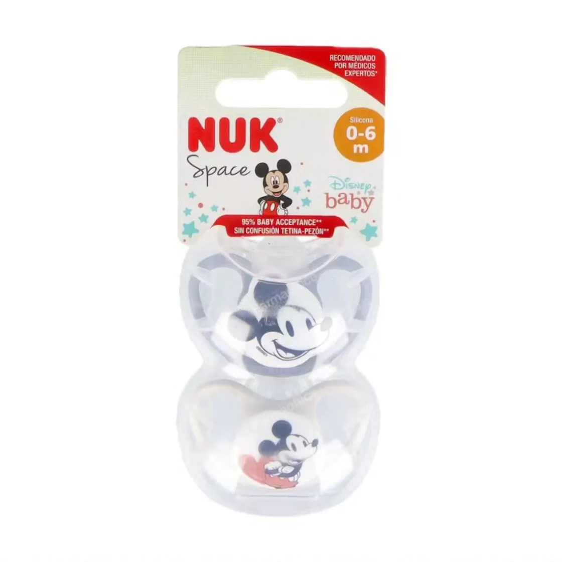 NUK - Pack 2 chupetes Space silicona Mickey 0-6 meses* Biberones Y Chupetes·Chupetes