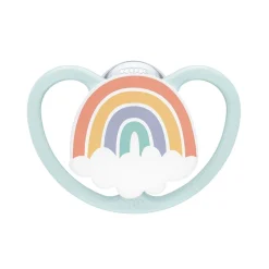 NUK - Pack 2 chupetes Space silicona 0-6 meses Rana/Arcoíris