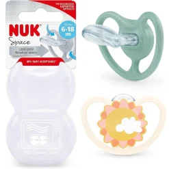 NUK - Pack 2 chupetes Space silicona 6-18 meses Cebra/Sol