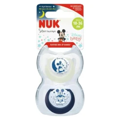 NUK - Pack 2 chupetes Star Day & Night Mickey 18-36 meses* Biberones Y Chupetes·Chupetes