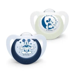 NUK - Pack 2 chupetes Star Day & Night Mickey 6-18 meses* Biberones Y Chupetes·Chupetes