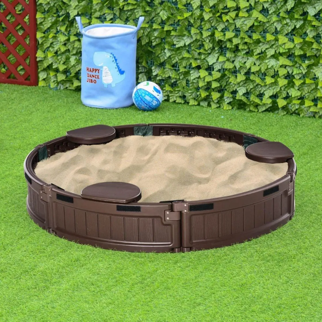 Outsunny - Arenero con Asientos y Cubierta Impermeable