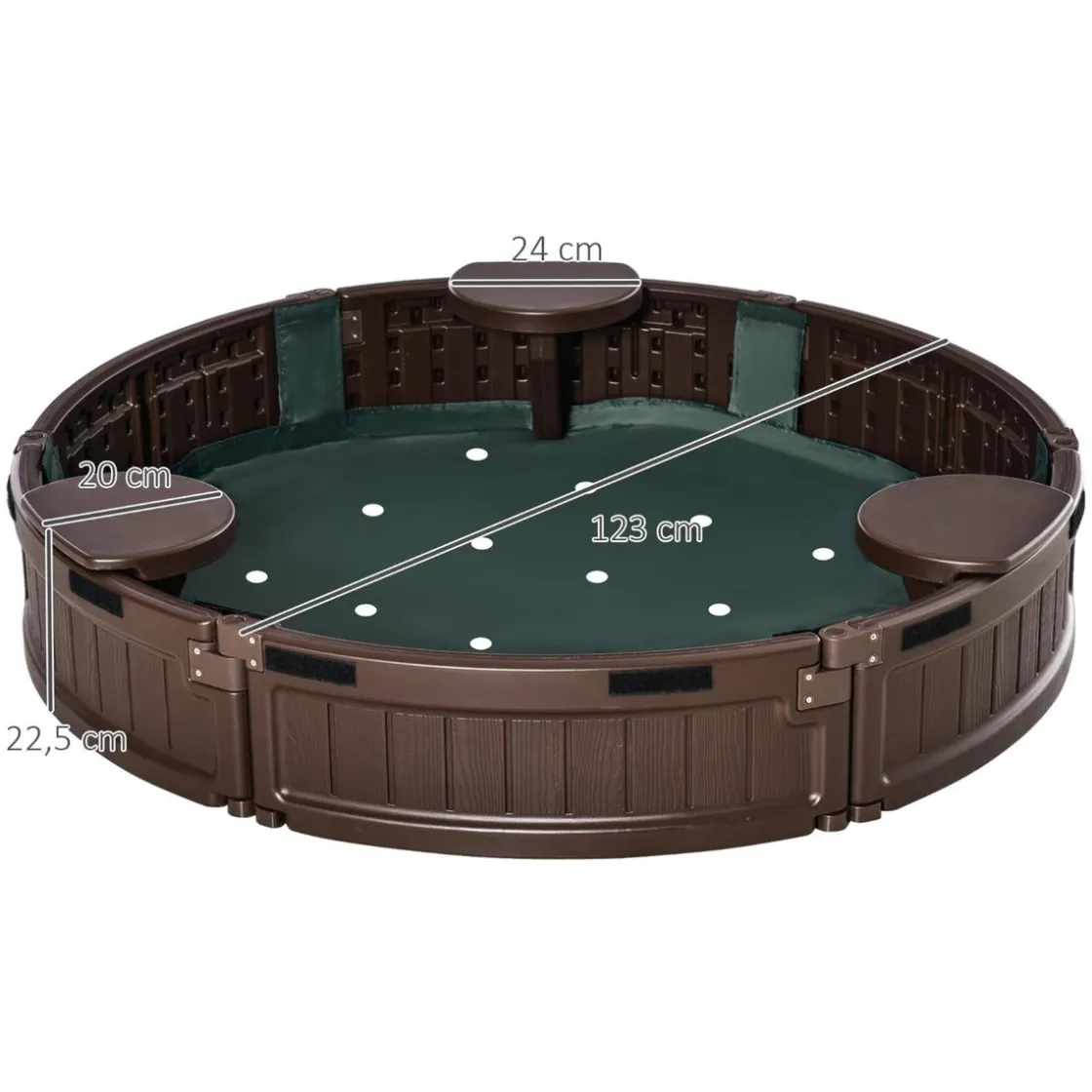 Outsunny - Arenero con Asientos y Cubierta Impermeable