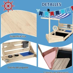 Homcom Outsunny - Arenero de madera Barco pirata