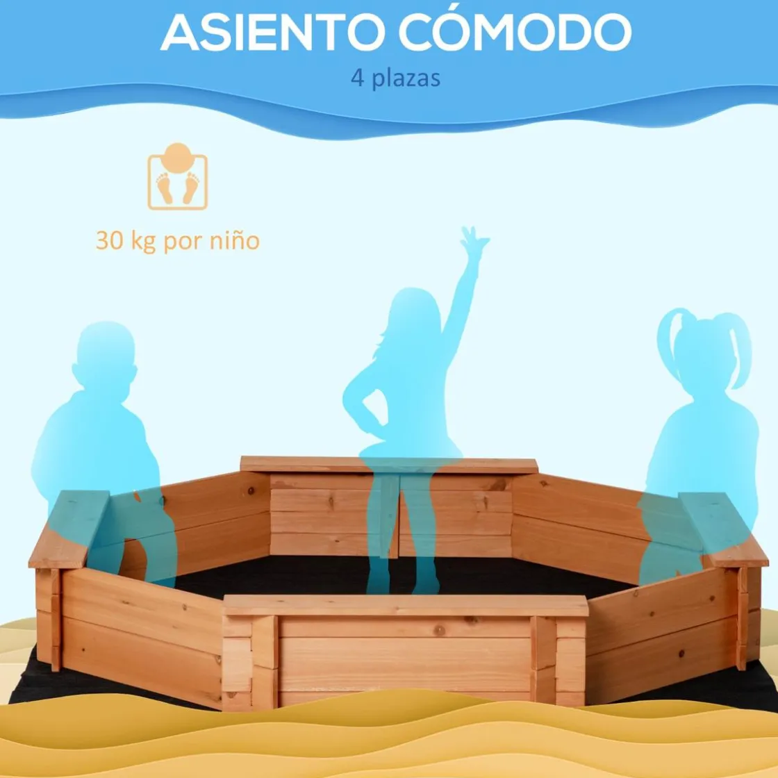 Outsunny - Arenero de Madera para Niños