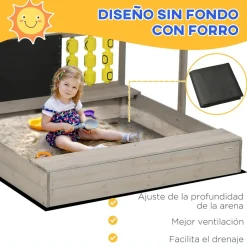 Outsunny - Arenero de madera con toldo y pizarra* Juguetes De Verano