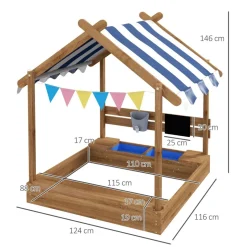 Homcom Outsunny - Arenero de madera Casita* Juguetes De Verano