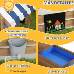 Homcom Outsunny - Arenero de madera Casita* Juguetes De Verano