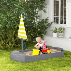 Outsunny - Arenero infantil madera Barco
