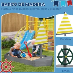 Outsunny - Arenero infantil madera Barco