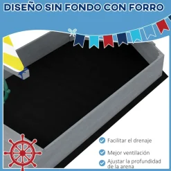 Outsunny - Arenero infantil madera Barco