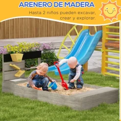 Outsunny - Arenero infantil de madera con juegos
