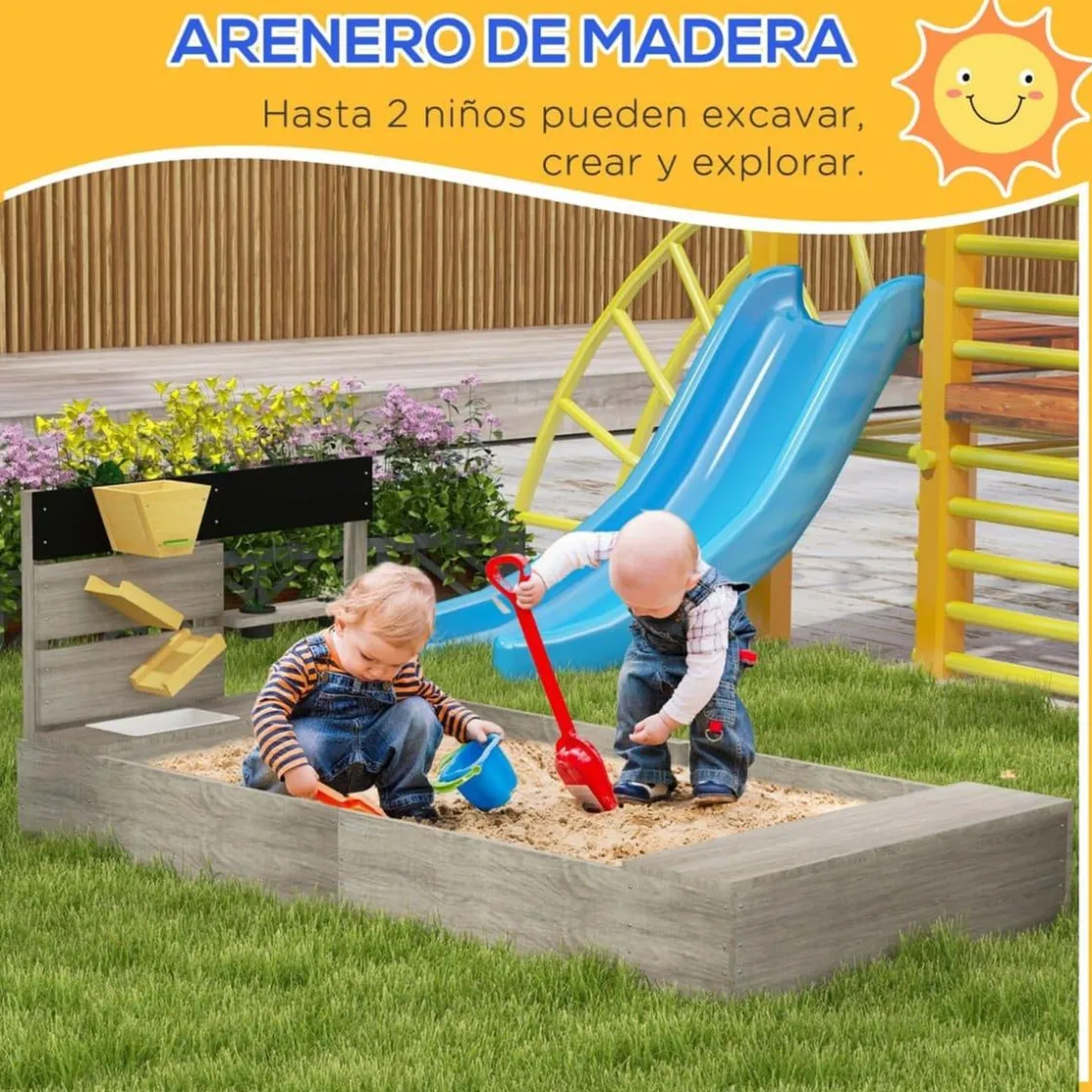 Outsunny - Arenero infantil de madera con juegos
