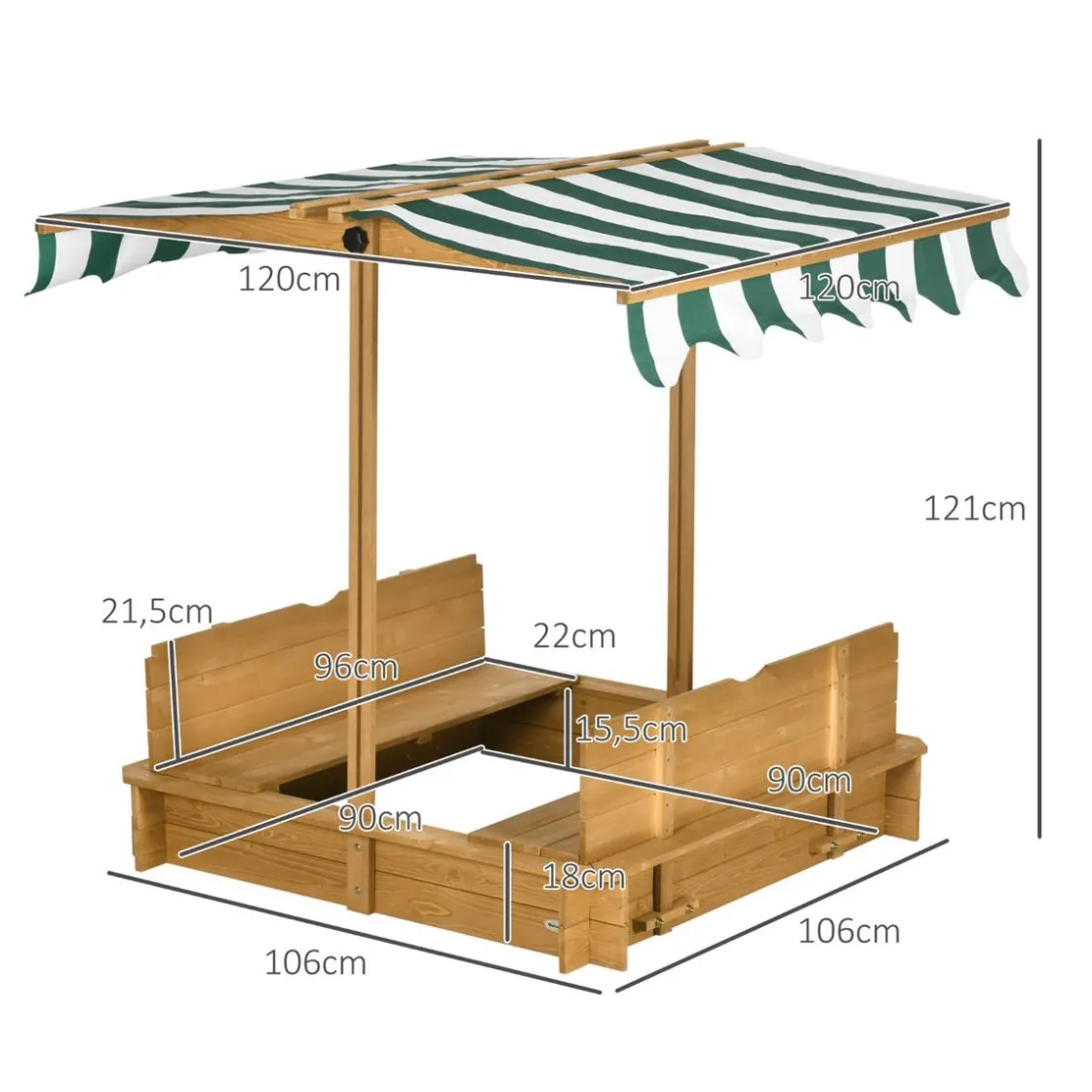 Outsunny - Arenero infantil de madera con toldo* Juguetes De Verano